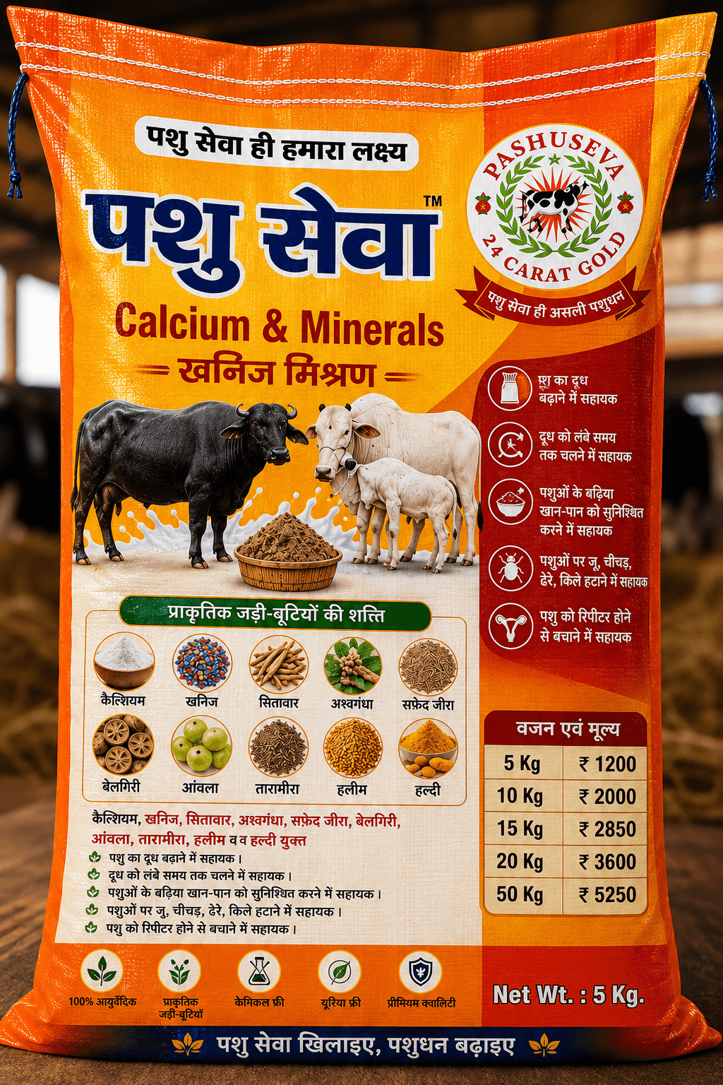 पशु सेवा Calcium & Minerals (खनिज मिश्रण)